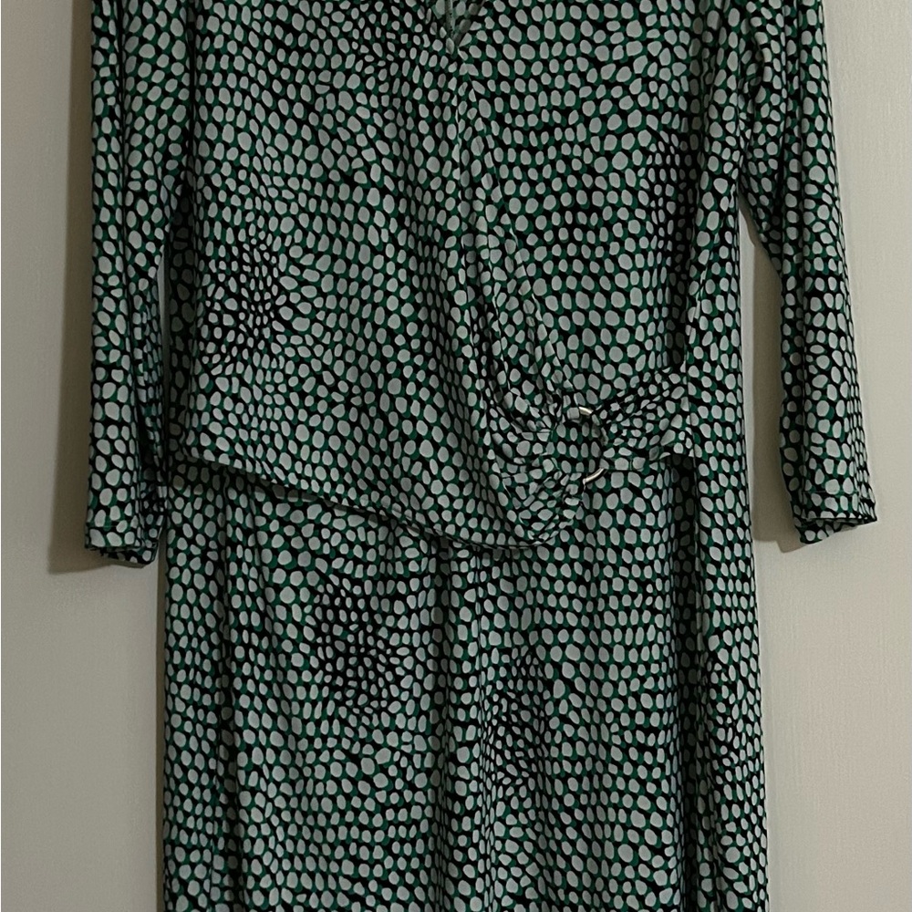 Roz & Ali Teal and Black Polka Dot Dress
